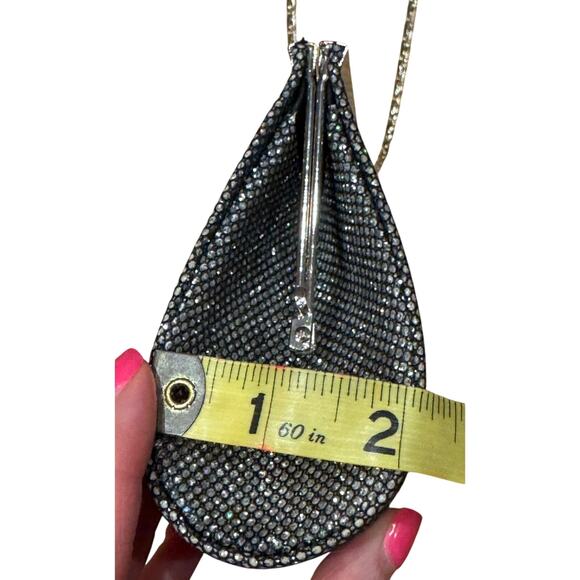 Retro disco Silver Formal Purse & Clutch Detachable Chain Link glitter cocktail - Picture 8 of 9